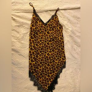 Leopard urban outfitters slip dress with lace